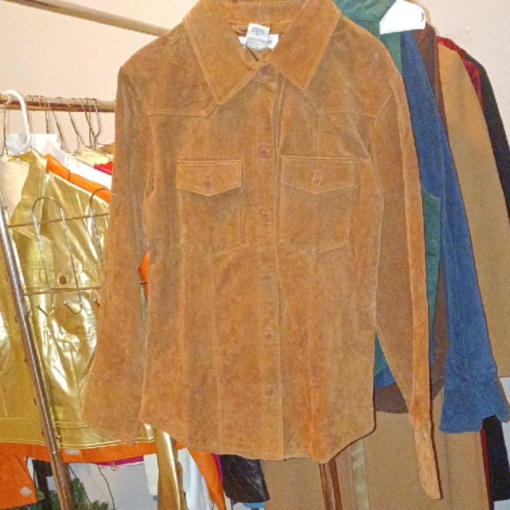 100% Genuine Mustard Brown Suede Women's Top